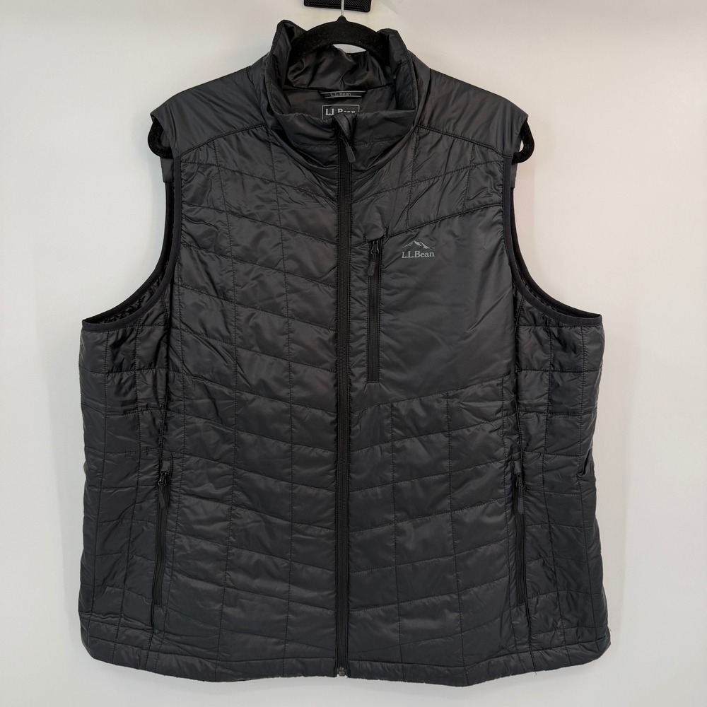 LL Bean PrimaLoft Packaway Vest Black Quilted Puffer 2X Plus 507445